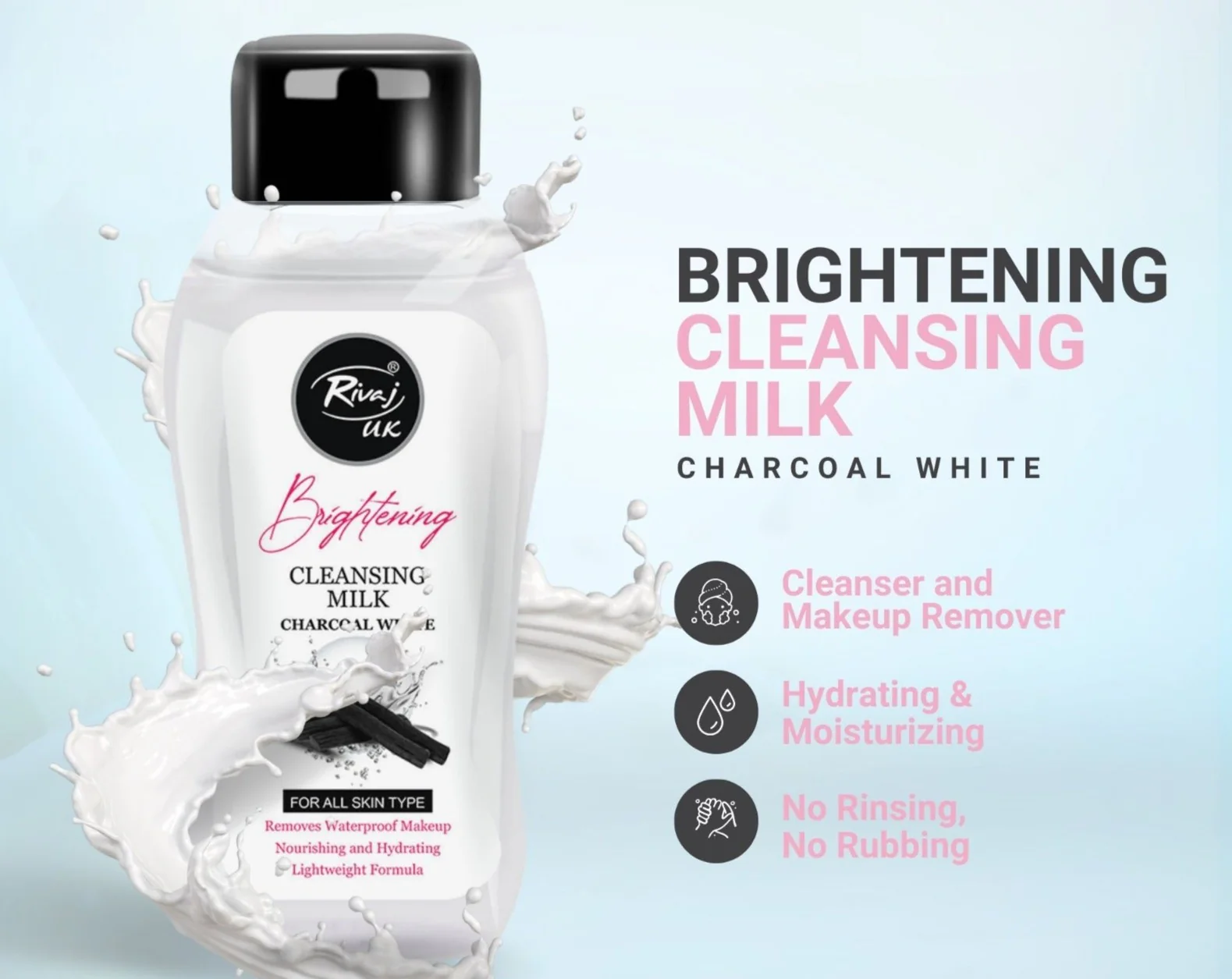 Charcoal White Brightening Cleansing Milk 100ml - Image 2